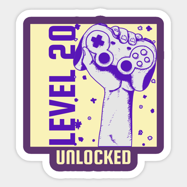 Level 20 unlocked - gaming birthday inspired Sticker by WizardingWorld